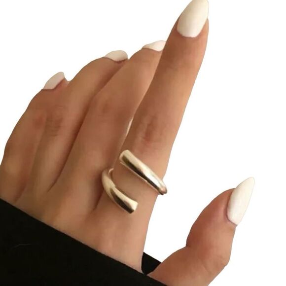 The Axis 925 adjustable modern statement ring in silver - Picture 1 of 7